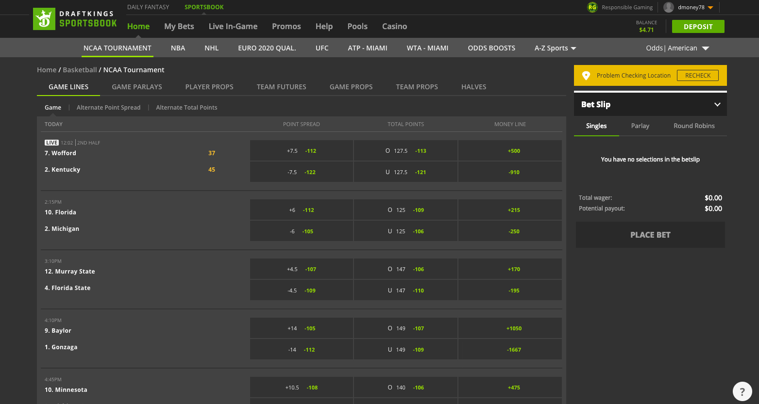NJ Sportsbook App March Madness DraftKings Sportsbook vs
