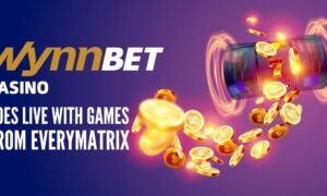 wynnbet casino logo next to online slot machine