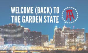barstool sportsbook logo over newark new jersey skyline