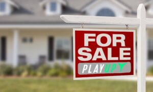 for sale home sign playup sportsbook logo