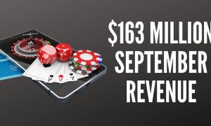 image of phone with casino chips and cards, like you'll find at new jersey online casinos that generated $163 million in september revenue