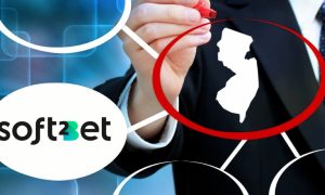 Busnissman next to Soft2Bet logo circles New Jersey, which is the expansion target for the sports betting operator Soft2Bet