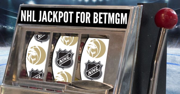 slot machine with logos of nhl and betmgm for a story on nhl-branded online casino games coming to new jersey
