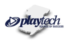 playtech logo over outline of new jersey for a story on partnership with boyd gaming for online casinos