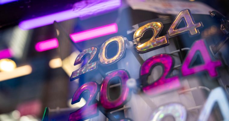 novelty glasses for 2023 new year's for a story on the 2024 outlook of new jersey gambling