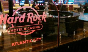 sign on a table game at hard rock atlantic city for a story on hard rock introducing unity card program
