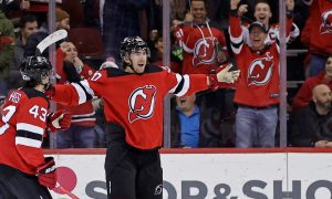 New Jersey Devils Michael McLeod for a story on December 2023 revenue for sports betting in New Jersey