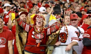 San Francisco 49ers fans for a story on New Jersey sports betting data favoring the 49ers against the Kansas City Chiefs