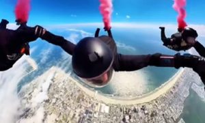 Image of the US Army Parachute Team participating in the Atlantic City Airshow, which will be discontinued for the next two years