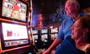 Ocean Casino Resort players react to a slots win for a story on February 2024 revenue reports for online casinos in New Jersey