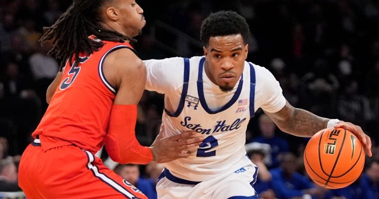 Seton Hall's Al-Amir Dawes for a story on February 2024 revenue generated by legal sports betting in New Jersey
