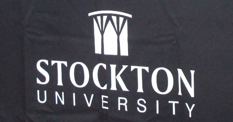 Sign for Stockton University, which graduated its first students from the Casino Advancement Program to set them up for careers at Atlantic City casinos