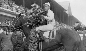 Cavalcade after winning the 1934 Kentucky Derby, the last New Jersey-bred horse to win the event