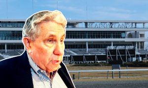 Image of Jeff Gural in front of Meadowlands Racetrack for a story on Gural believing voters would approve a casino at the racetrack