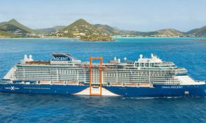 Image of a ship from Royal Caribbean for a story on a new partnership between Hard Rock casinos and the cruise line.