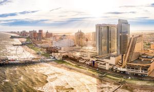 Aerial image of Atlantic City for a story on the second-quarter revenue report for Atlantic City casinos in 2024.