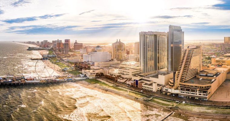 Aerial image of Atlantic City for a story on the second-quarter revenue report for Atlantic City casinos in 2024.