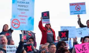 Image of members of CEASE for a story on the organization planning to continue its fight to ban smoking in Atlantic City casinos.
