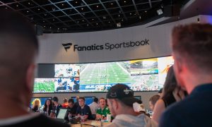 Customers sit at new Fanatics Sportsbook at Ocean Casino Resort in Atlantic City.