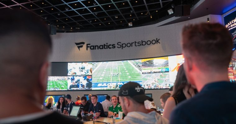 Customers sit at new Fanatics Sportsbook at Ocean Casino Resort in Atlantic City.