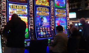 Gamblers play in Ocean Casino Resort in Atlantic City.