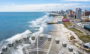 Atlantic City Beach Shoreline Aerial Shot