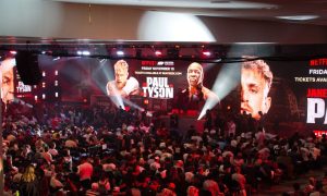 a press conference for the mike tyson logan paul boxing match