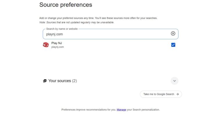 playnj preferred news publisher on google