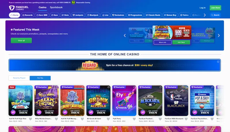 FanDuel Casino website homepage