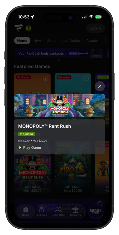 Fanatics Casino Monopoly Rent Rush