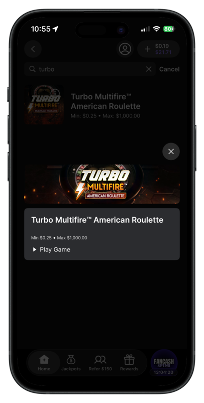 Fanatics Casino Turbo Multifire Roulette