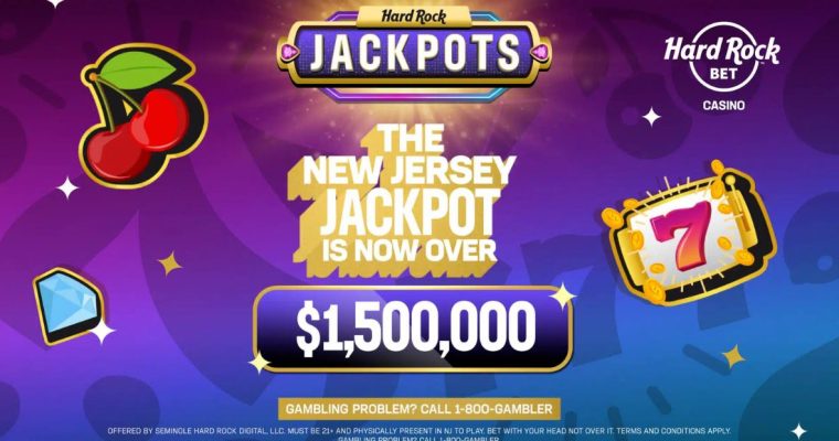Hard Rock Bet’s NJ Mega Jackpot has climbed to a record $1.5 million and continues growing with no winner yet.