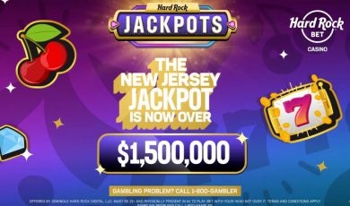 Hard Rock Bet's Mega Jackpot has topped $1.5 million in New Jersey and could hit any spin, nearing a new record.