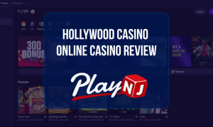 Hollywood Casino Review: Online casino homepage showcasing slots, table games, live dealer games, and rewards features