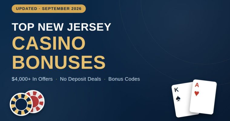 Compare the top New Jersey casino bonuses for 2026: $4,000+ in welcome offers, no-deposit deals and codes from BetMGM, FanDuel and more.