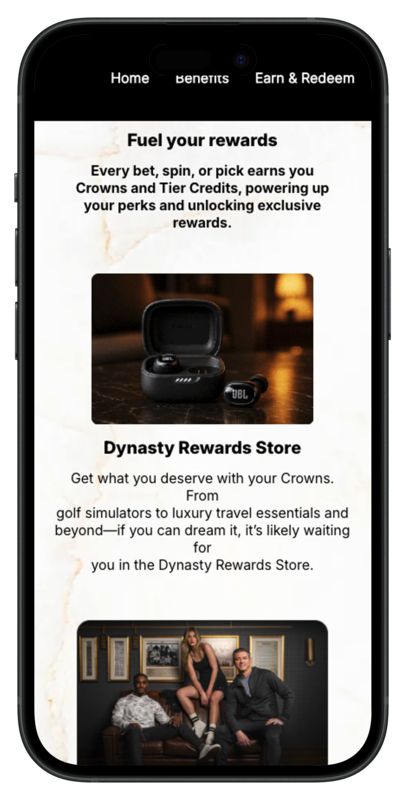 DraftKings Casino app screenshot showing the rewards store