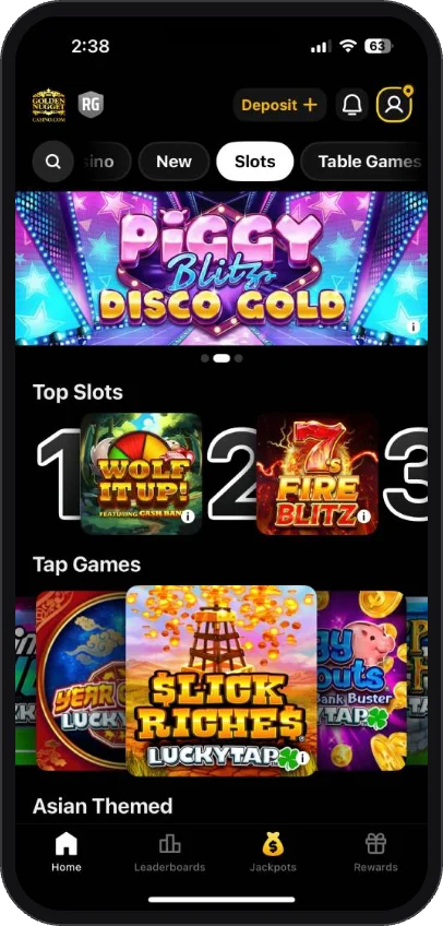 Golden Nugget Casino app screenshot showing the slots lobby